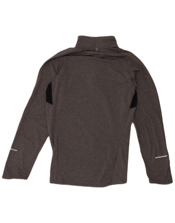 Pulôver masculino Nike Dri Fit com decote em zíper e moletom pequeno cinza colorido