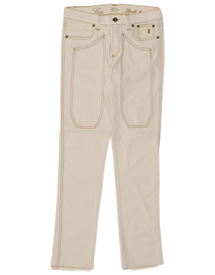 Jeans slim feminino JECKERSON W31 L32 algodão branco