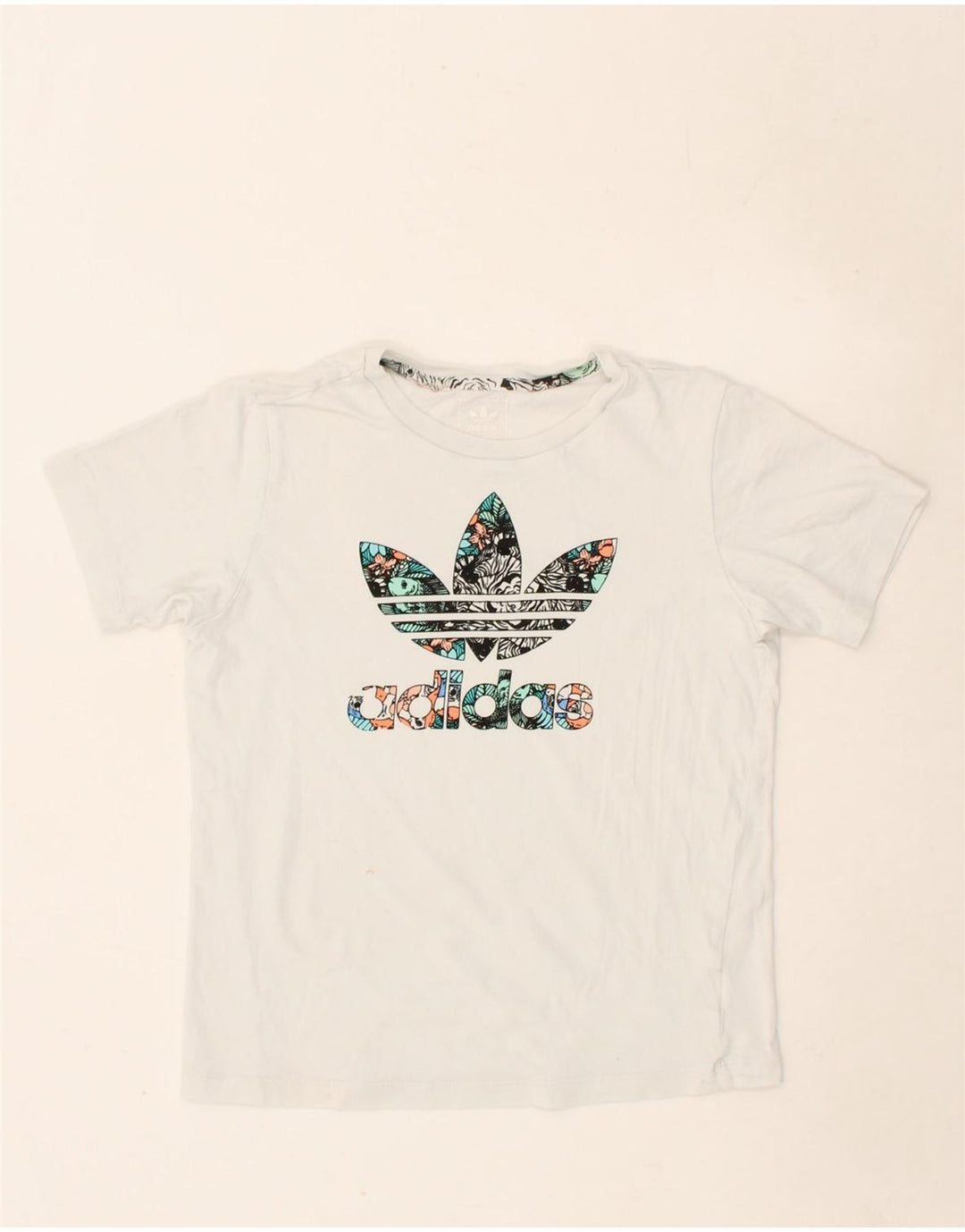 ADIDAS Girls Graphic T-Shirt Top 9-10 Years White Vintage Adidas and Second-Hand Adidas from Messina Hembry 