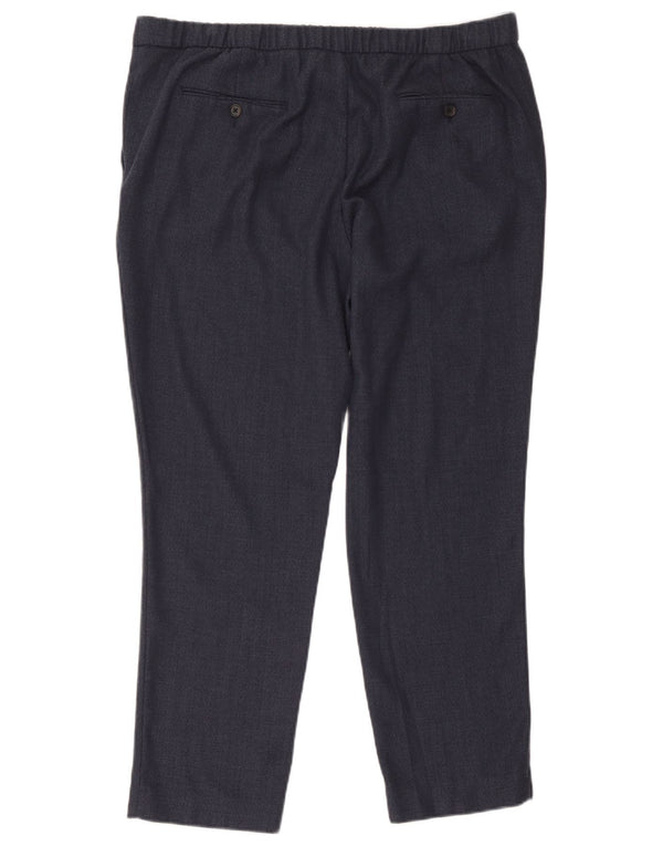 Calça masculina de terno cônico Marks & Spencer W42 L28 azul marinho espinha de peixe