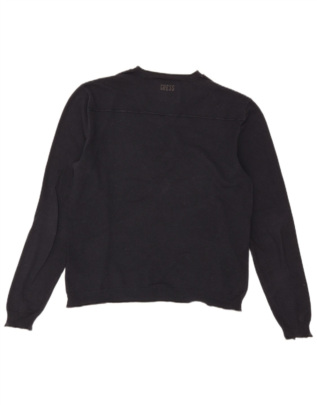 Guess Suéter feminino grande com decote em V Reino Unido 6 XS azul marinho algodão