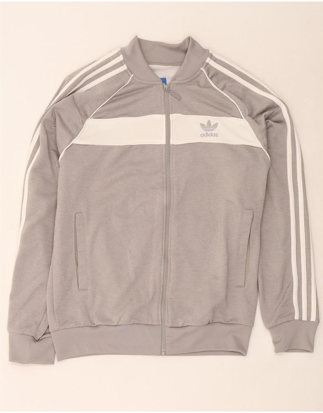 Adidas Mens Tracksuit Top Jacket Grande Cinza Colorblock Poliéster