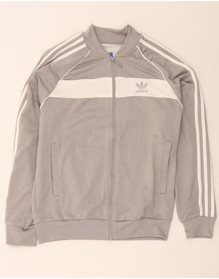 Adidas Mens Tracksuit Top Jacket Grande Cinza Colorblock Poliéster