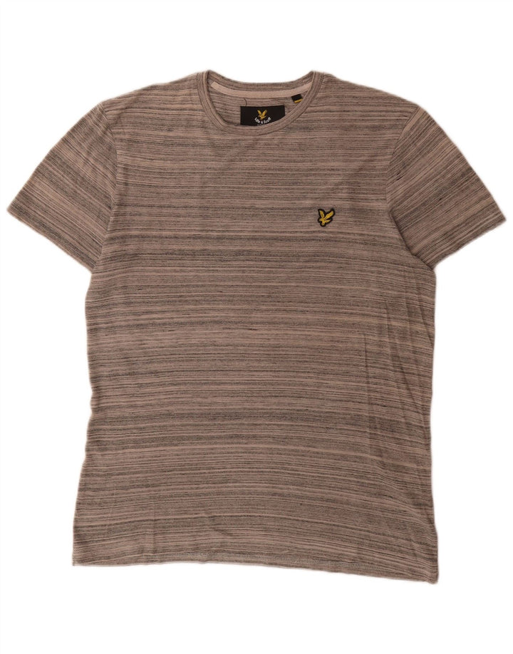 Lyle & Scott Camiseta masculina de algodão listrado cinza médio