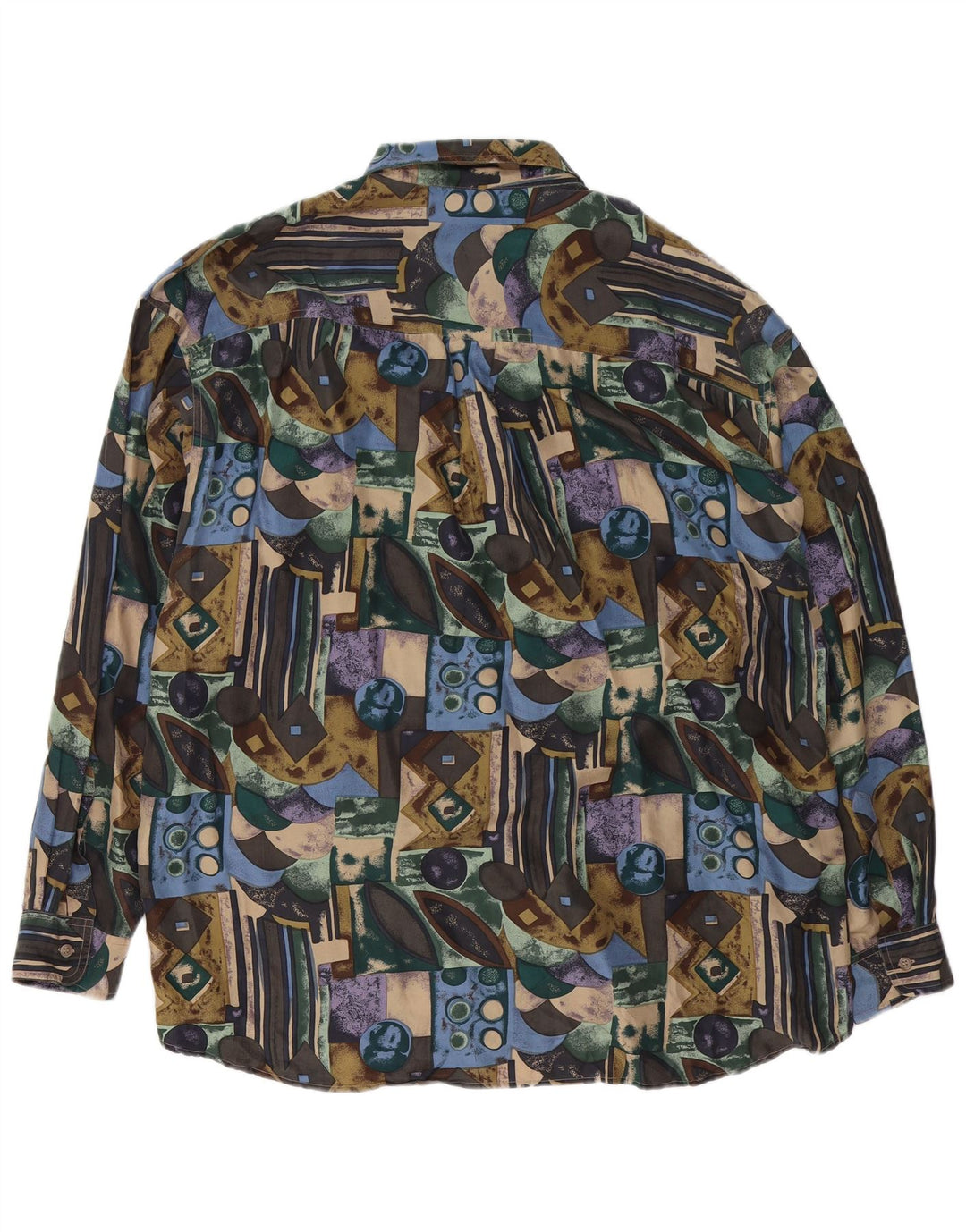 Novo Rápido masculino padrão abstrato camisa tamanho 41/42 grande seda multicolorida