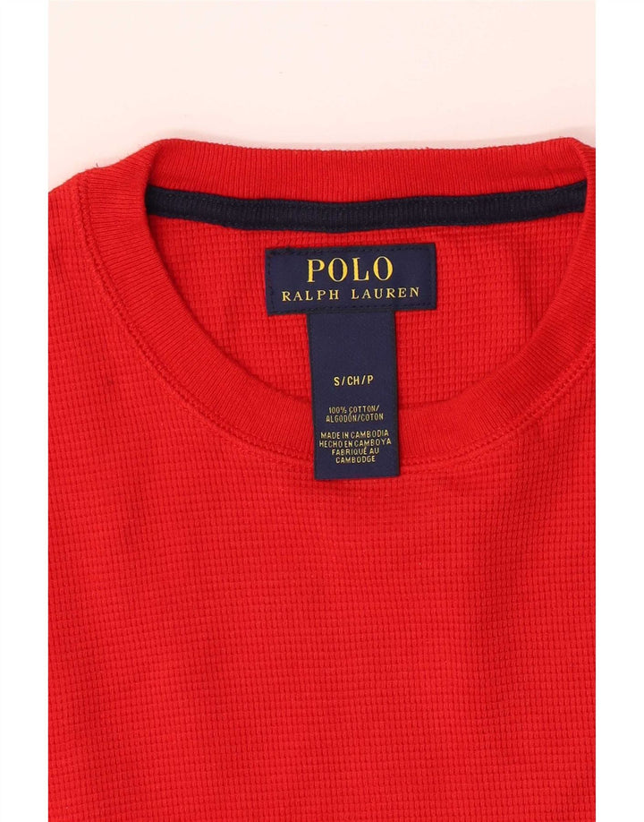 Polo Ralph Lauren Mens Regular Top Manga Longa Pequeno Algodão Vermelho