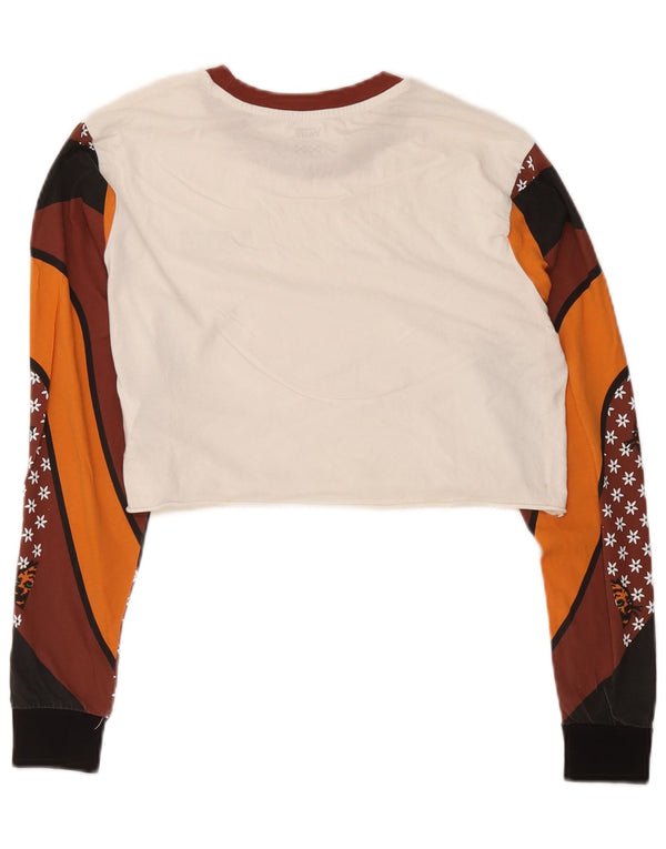 Vans Womens Crop Graphic Top Manga Longa UK 6 XS Branco Colourblock
