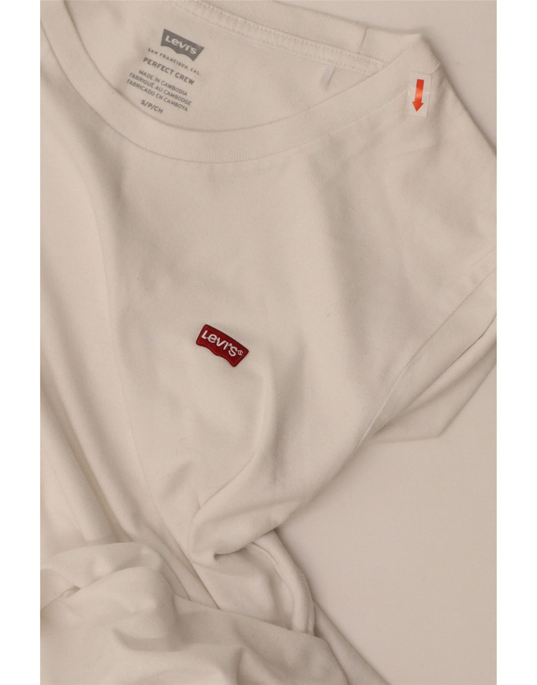 Camiseta feminina LEVI'S UK 10 pequena algodão branco