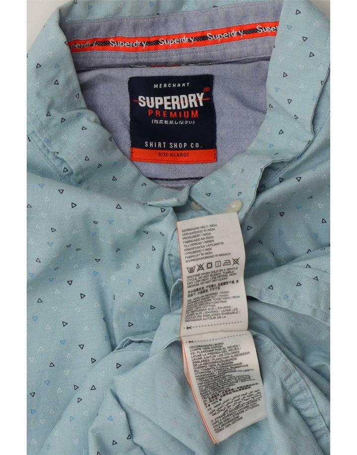 Camisa masculina Superdry XL algodão geométrico azul