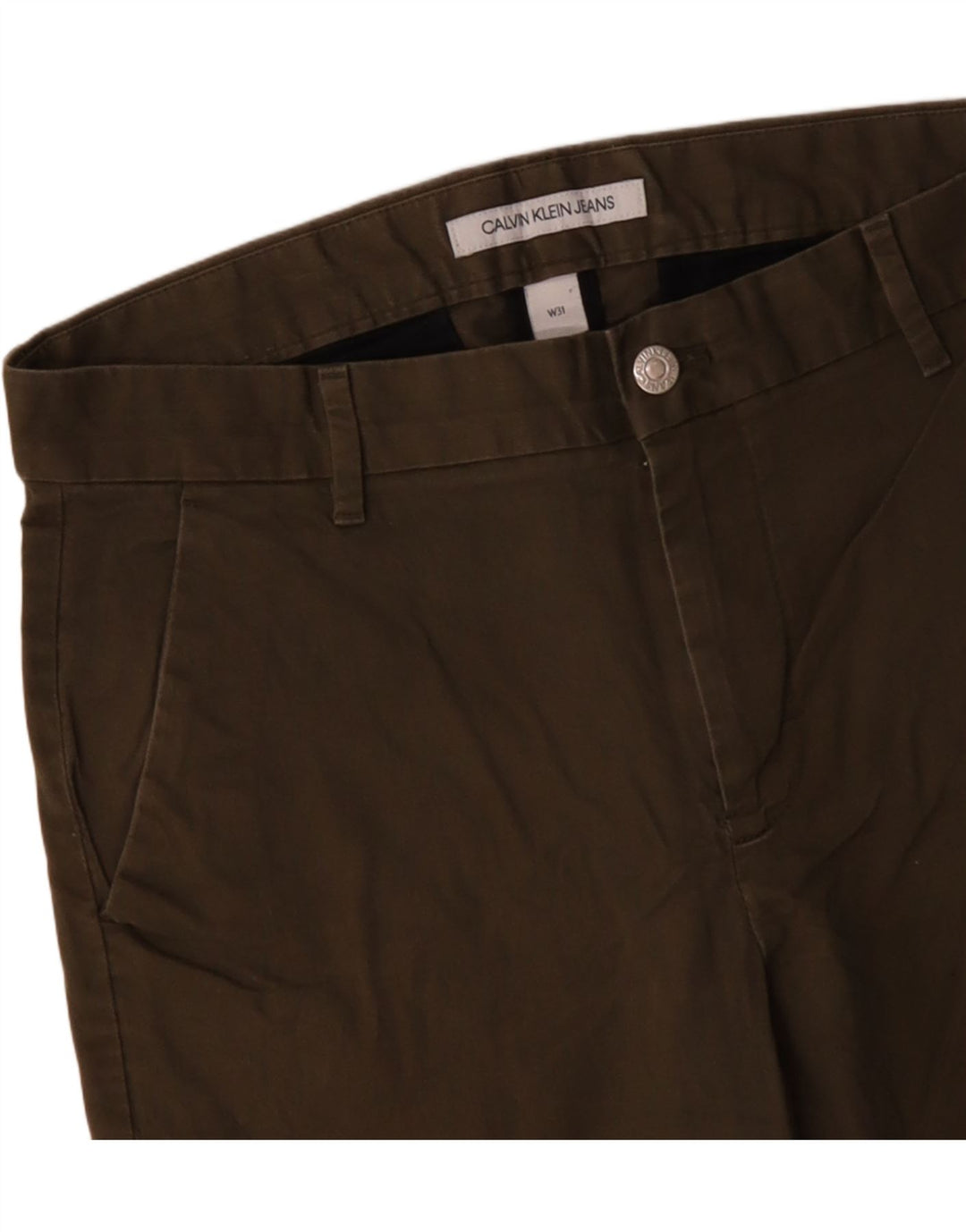 CALVIN KLEIN Mens Chino Shorts W31 Algodão Bege Médio