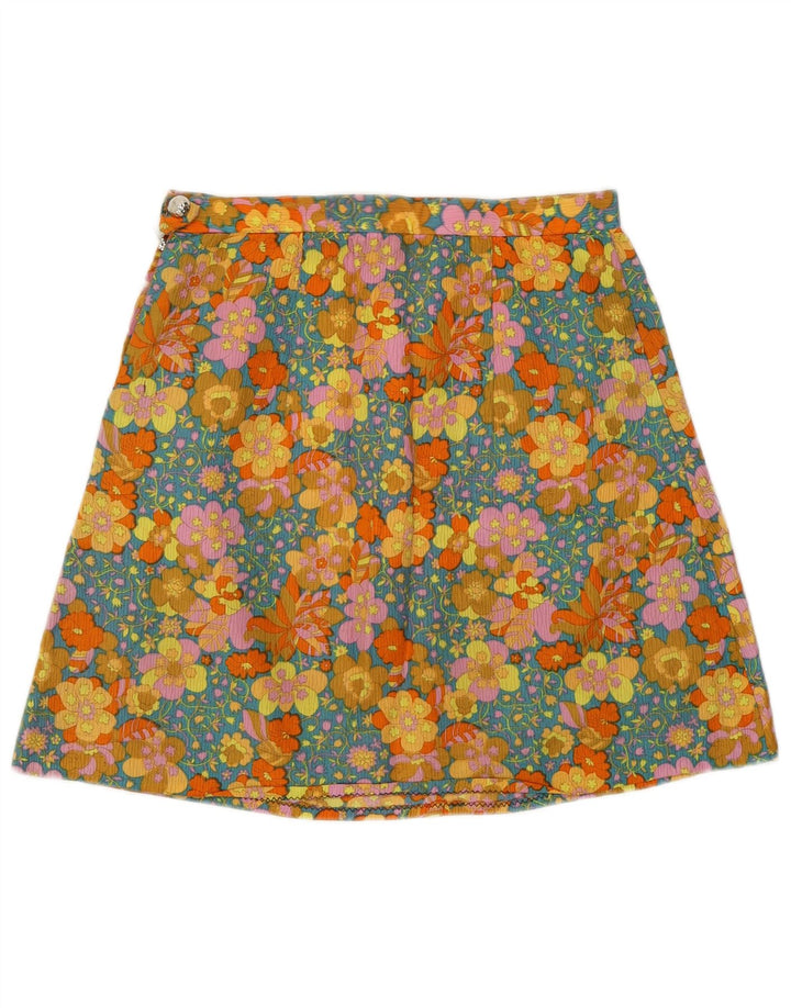 Saia feminina vintage linha A W26 pequena floral verde