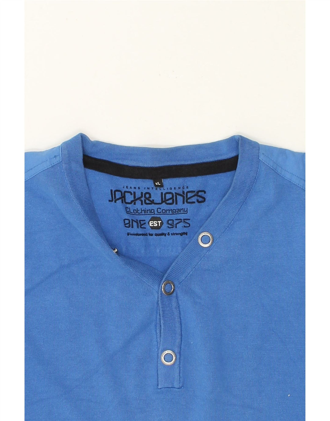 JACK & JONES Mens V-Neck Jumper Sweater XL Blue Cotton Vintage Jack & Jones and Second-Hand Jack & Jones from Messina Hembry 