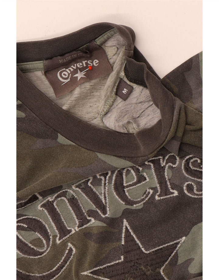 Converse Mens Graphic T-Shirt Top Médio Camuflagem Cáqui