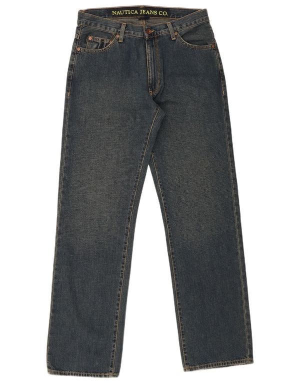 Nautica Mens Straight Jeans W30 L32 Azul Algodão
