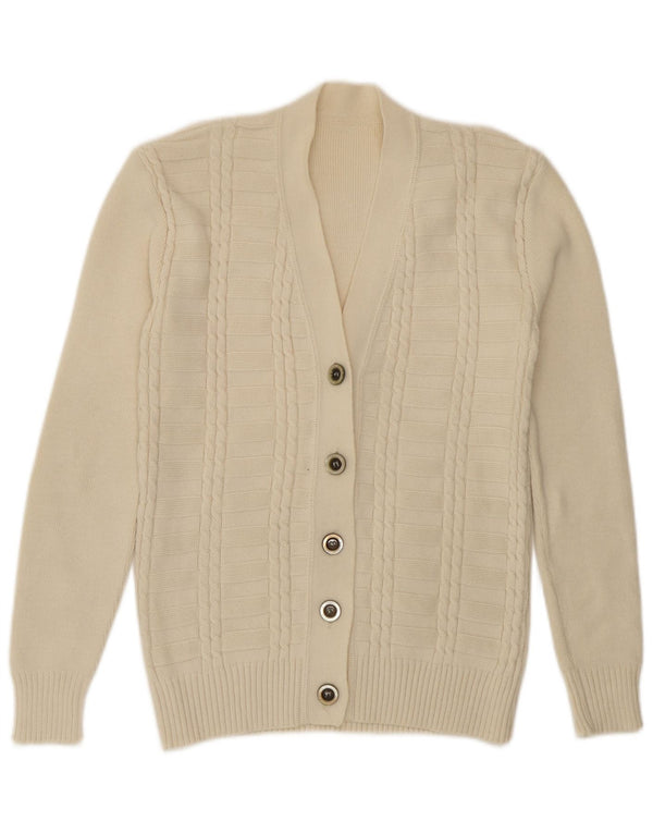 Suéter Cardigan Feminino Vintage UK 12 Médio Off White