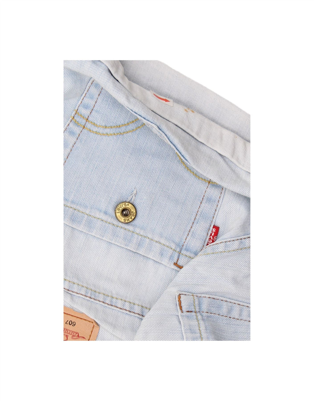 Shorts jeans feminino 607 da LEVI'S W26 pequeno algodão azul
