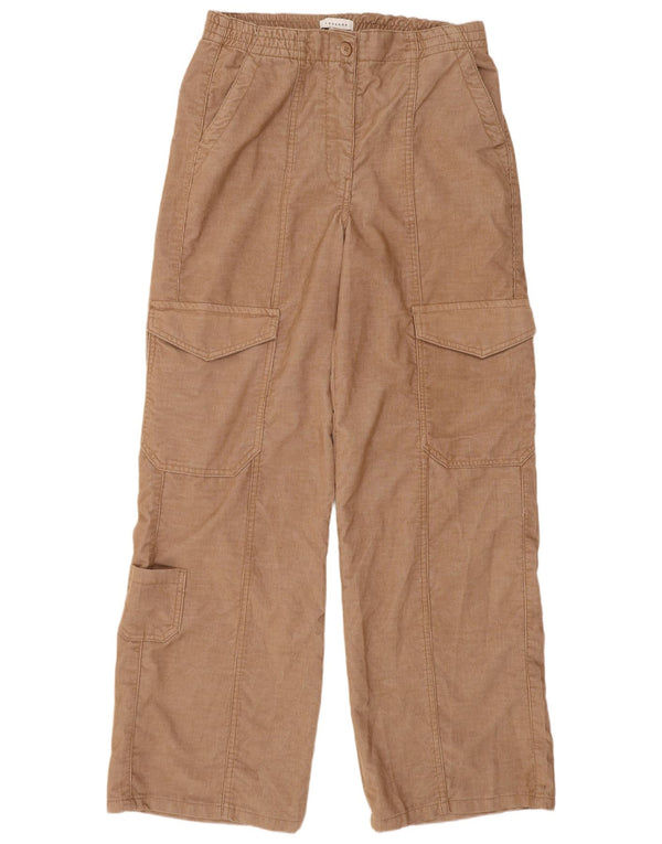 Calça cargo feminina Topshop de veludo cotelê folgado Reino Unido 12 médio W30 L31 bege