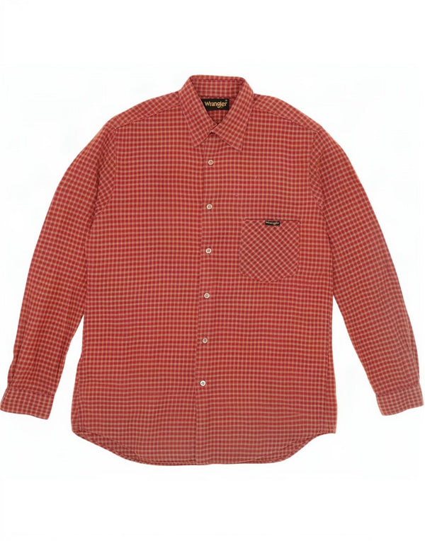 Camisa Wrangler masculina de flanela pequena xadrez vermelha de algodão