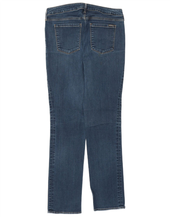 Calça jeans feminina Eddie Bauer ligeiramente curvilínea reta EUA 12 grande W32 L30 azul