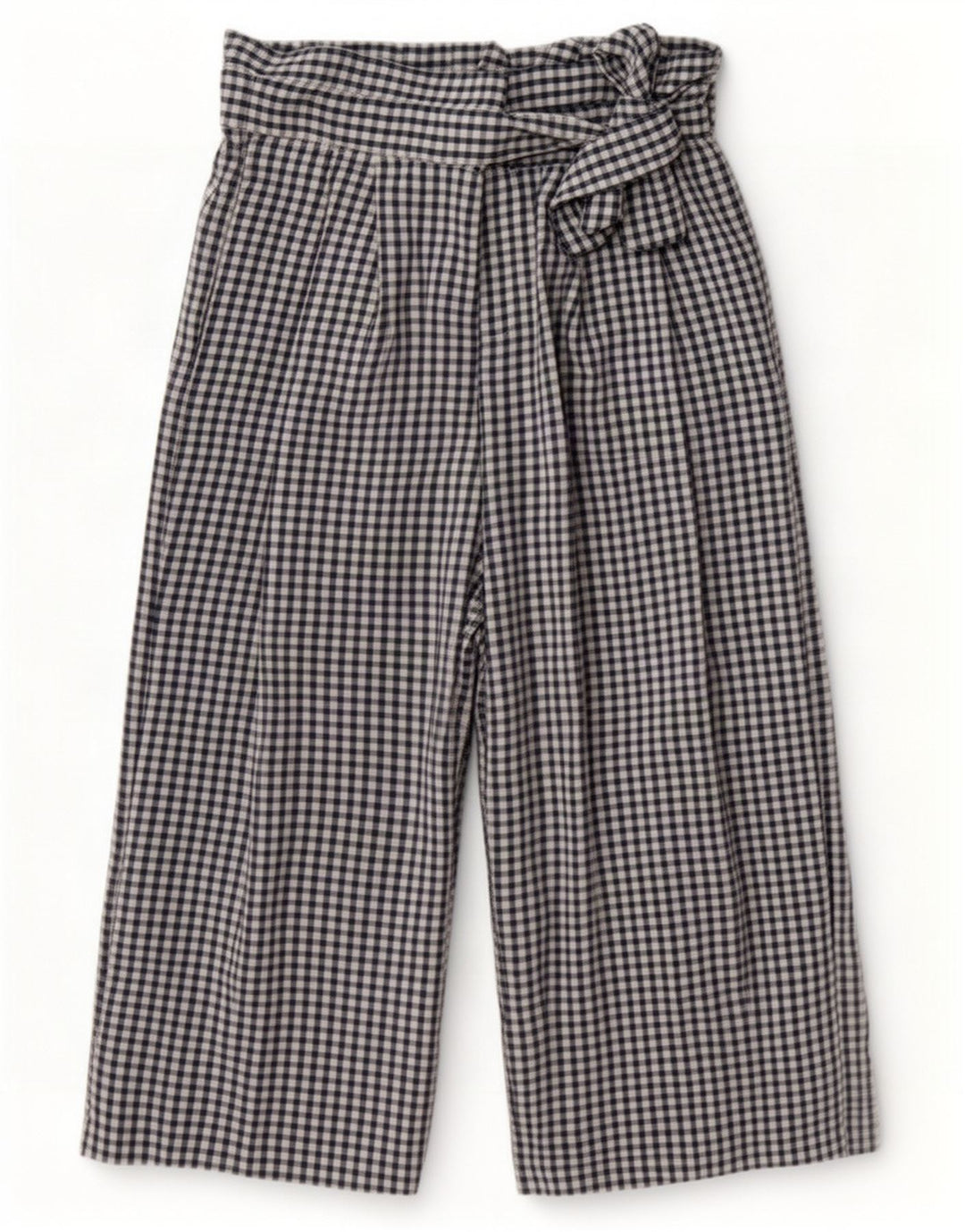 Calça feminina Zara Cullotes Capri médio W28 L22 azul marinho guingão