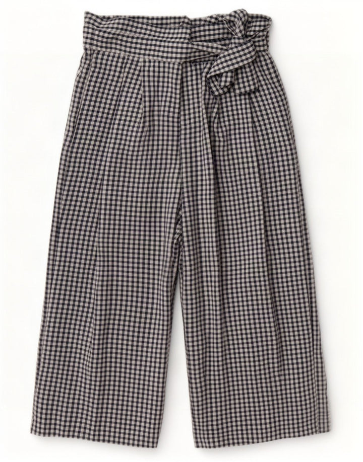 Calça feminina Zara Cullotes Capri médio W28 L22 azul marinho guingão