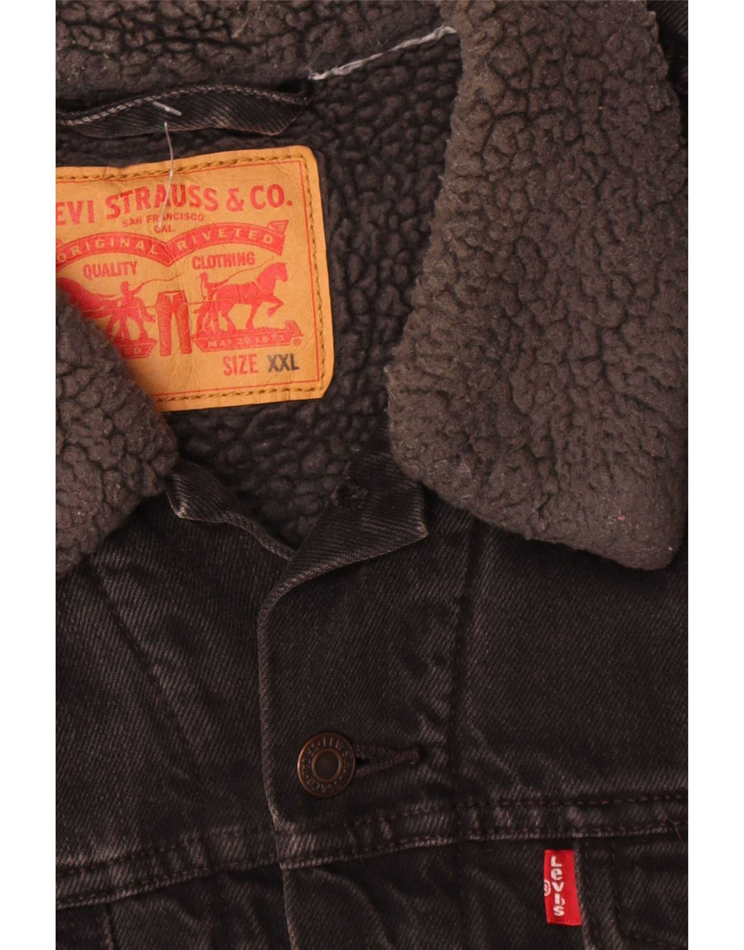 Jaqueta jeans masculina Levi's Sherpa UK 44 2XL algodão preto