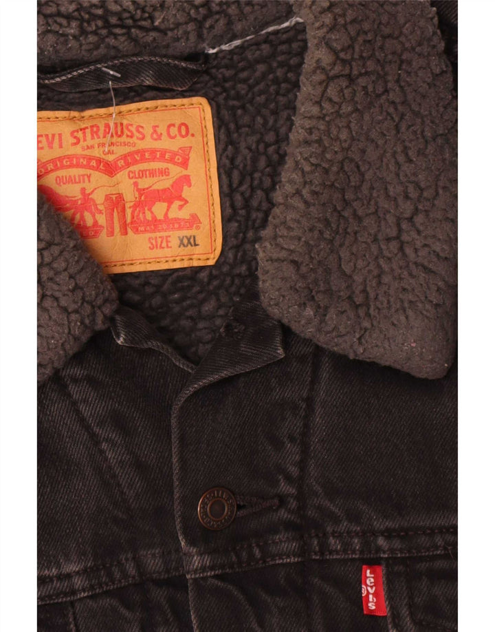 Jaqueta jeans masculina Levi's Sherpa UK 44 2XL algodão preto