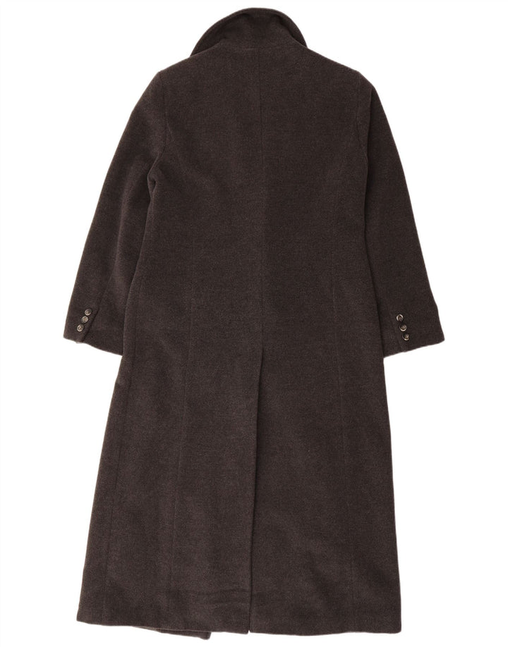 Casaco feminino duplo breasted MARELLA Reino Unido 14 grande lã virgem cinza