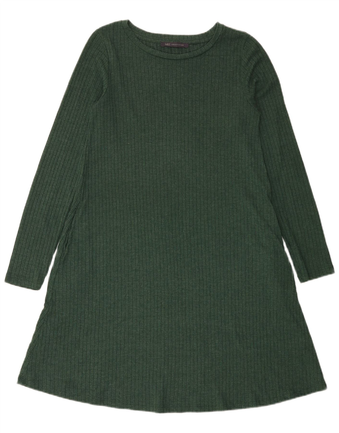 Vestido jumper feminino de manga comprida Marks & Spencer Reino Unido 8 pequeno poliéster verde