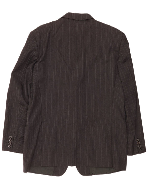 Jaqueta blazer masculina Trussardi com 3 botões IT 52 XL cinza risca de giz lã virgem