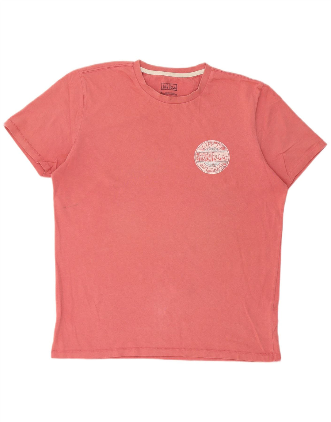 Camiseta gráfica masculina Fat Face Top grande de algodão rosa
