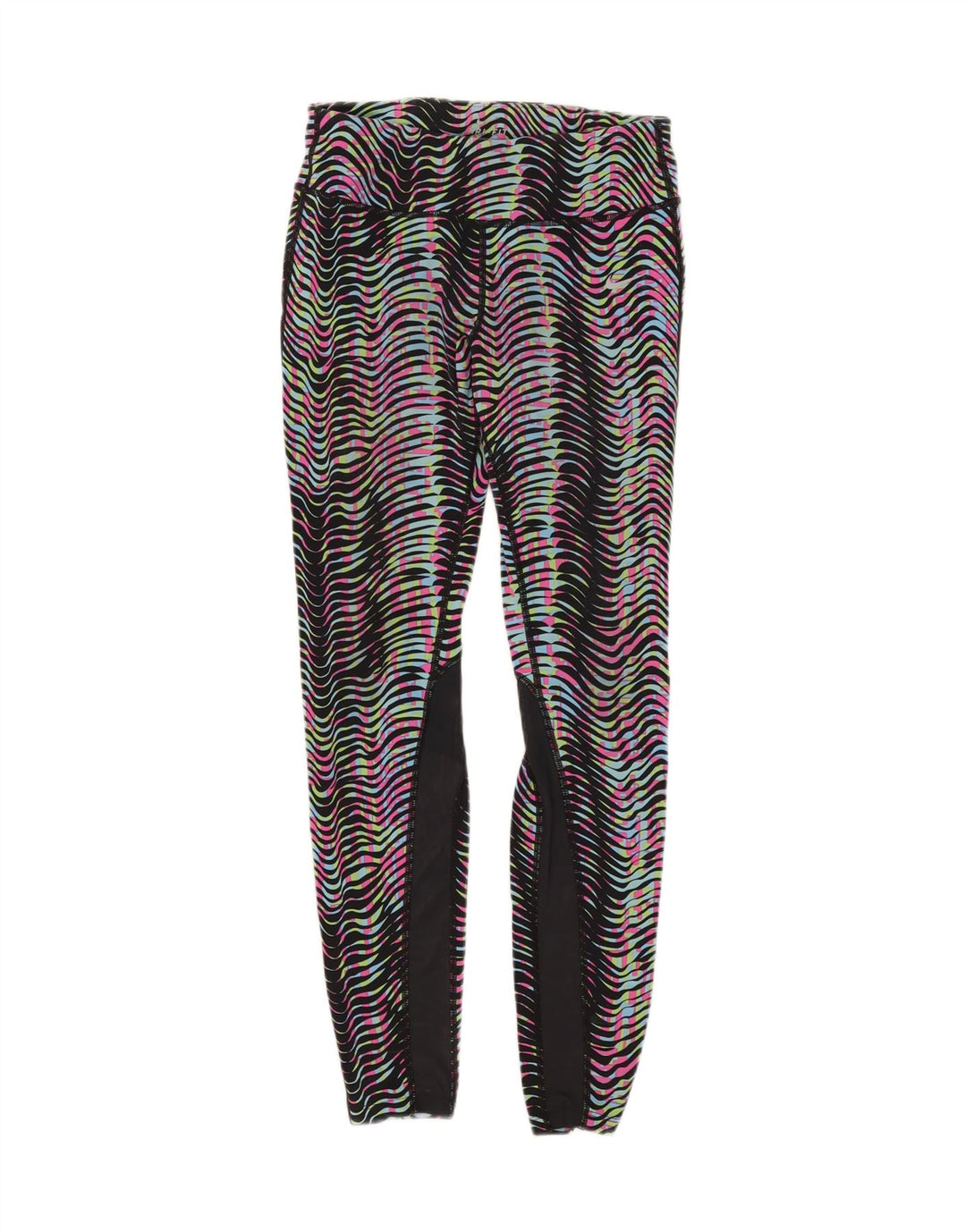 Nike Womens Dri Fit Leggings UK 12 Médio Multicolorido Listrado Nylon