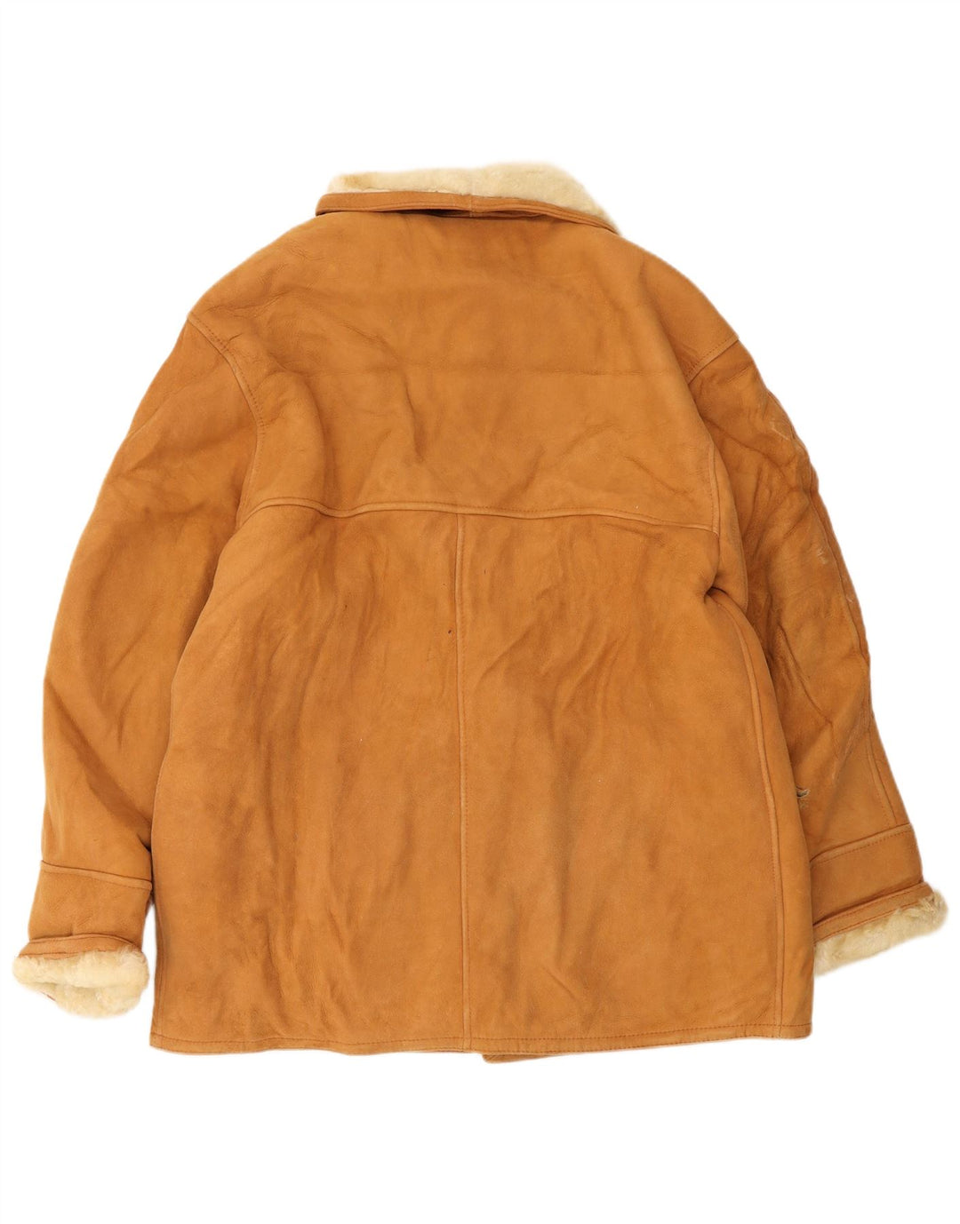 Jaqueta feminina vintage de shearling IT 46 grande couro marrom