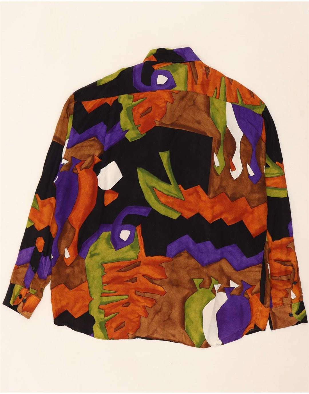 Camisa masculina vintage com padrão abstrato XL viscose multicolorida