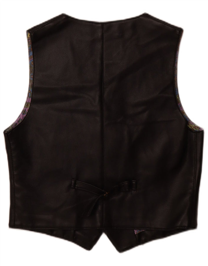 Colete de couro masculino VINTAGE médio preto
