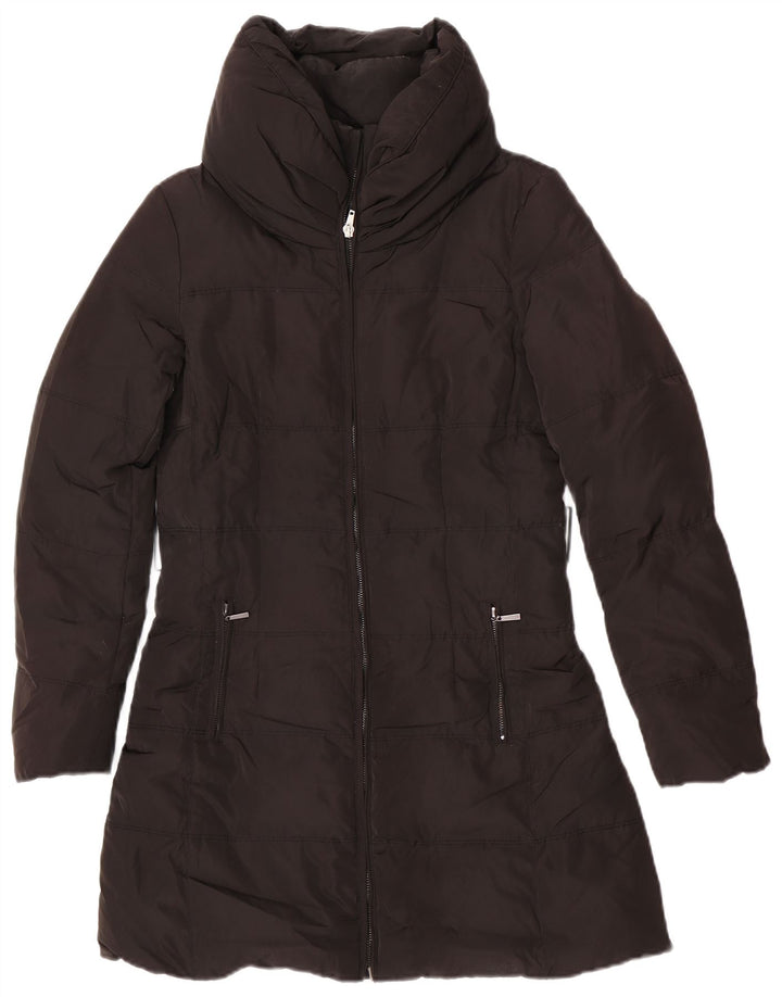 Casaco acolchoado feminino Zara UK 14 poliéster preto médio