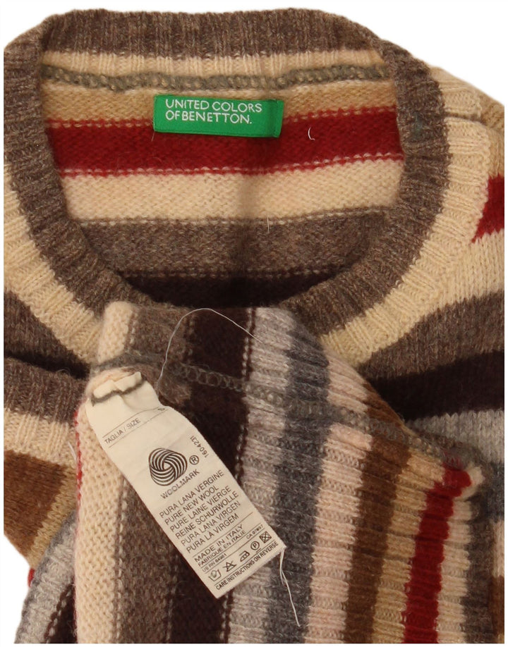 Benetton Regata feminina cropped pequena listrada multicolorida de lã nova