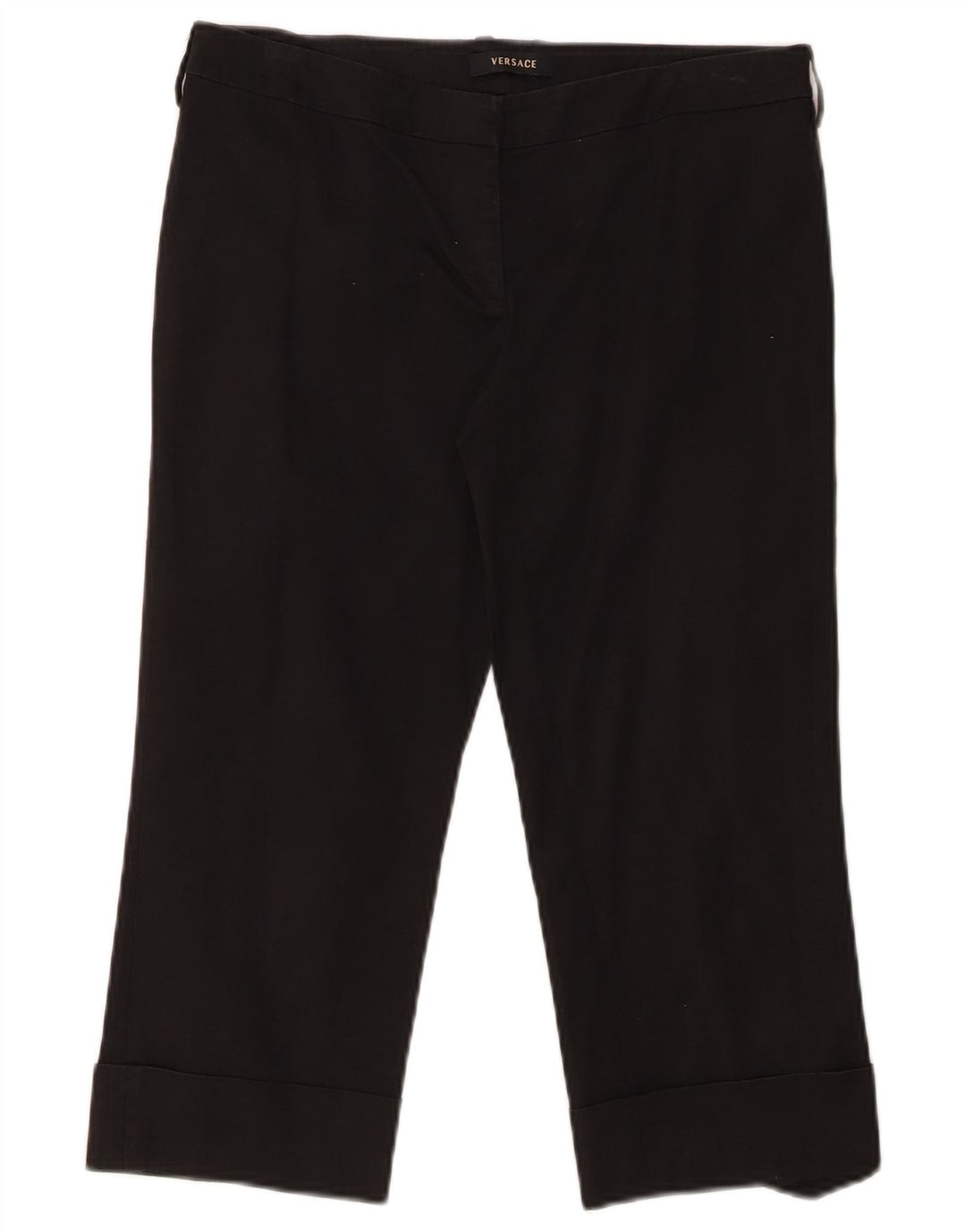 Calça capri reta feminina VERSACE IT 46 grande W30 L20 preta
