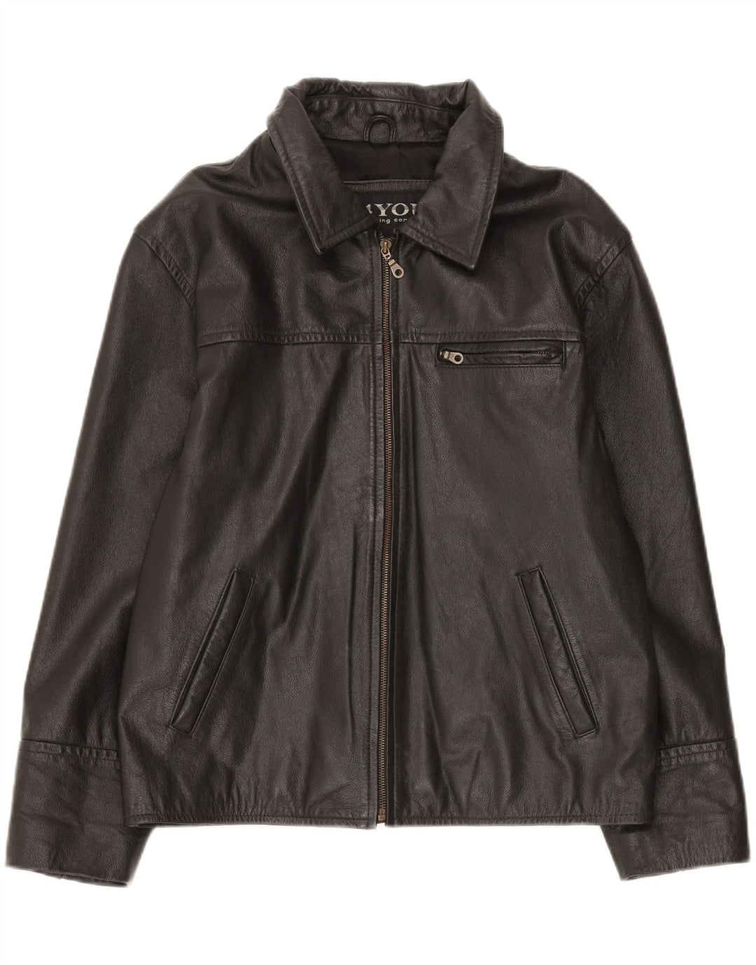 4 You Jaqueta de couro masculina UK 38 Couro preto médio
