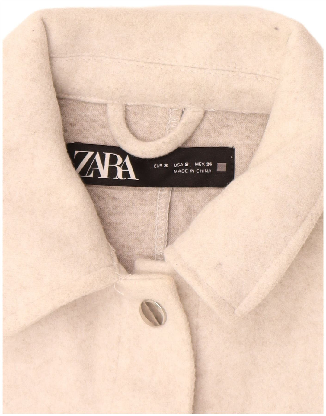 Camisa oversized feminina Zara UK 10 pequena poliéster branco