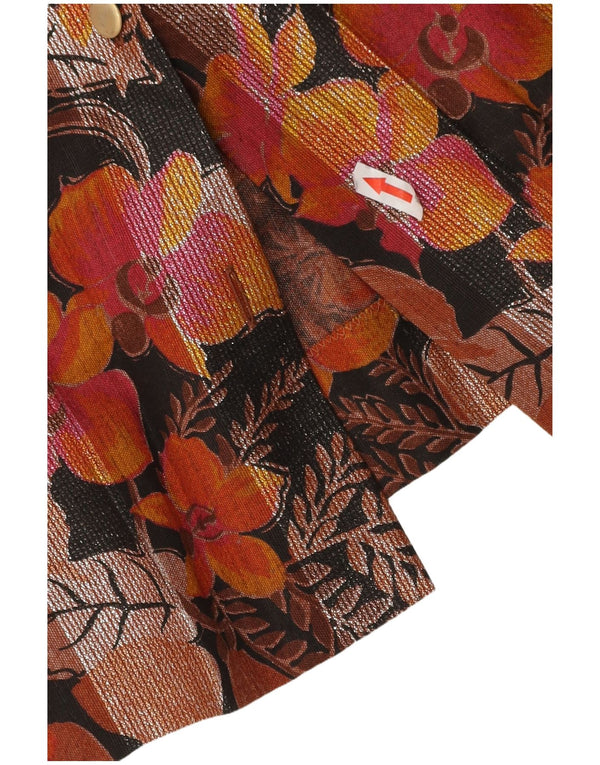 Saia plissada feminina vintage média W30 marrom floral
