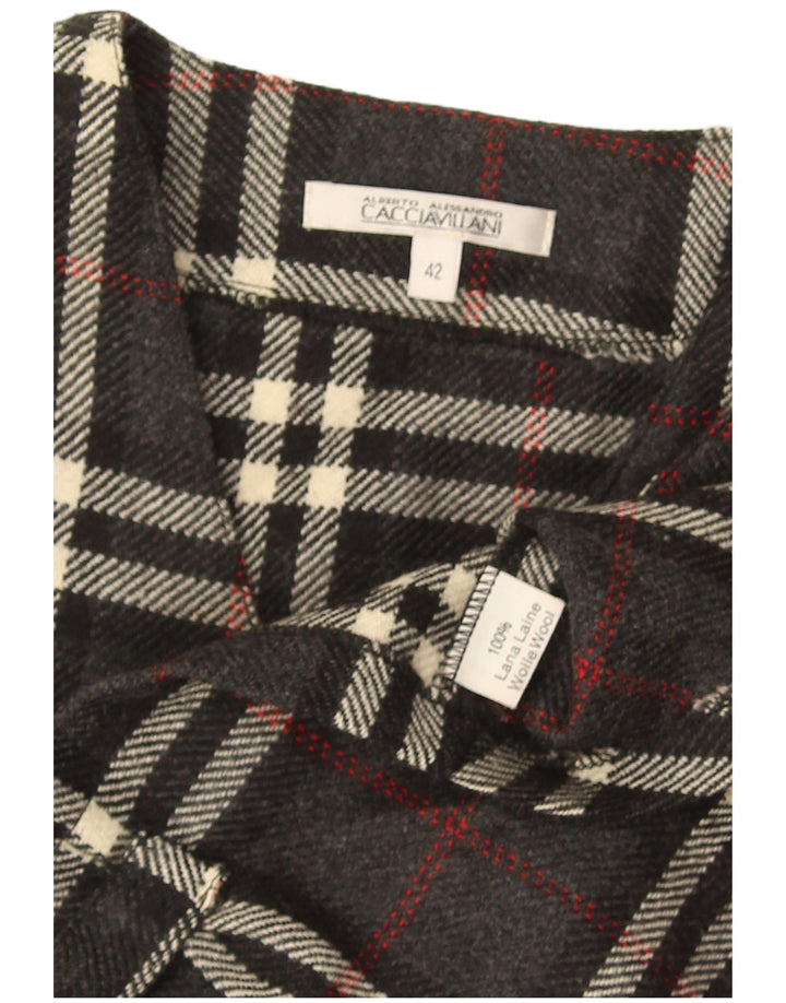 Colete feminino vintage IT 42 lã xadrez cinza médio