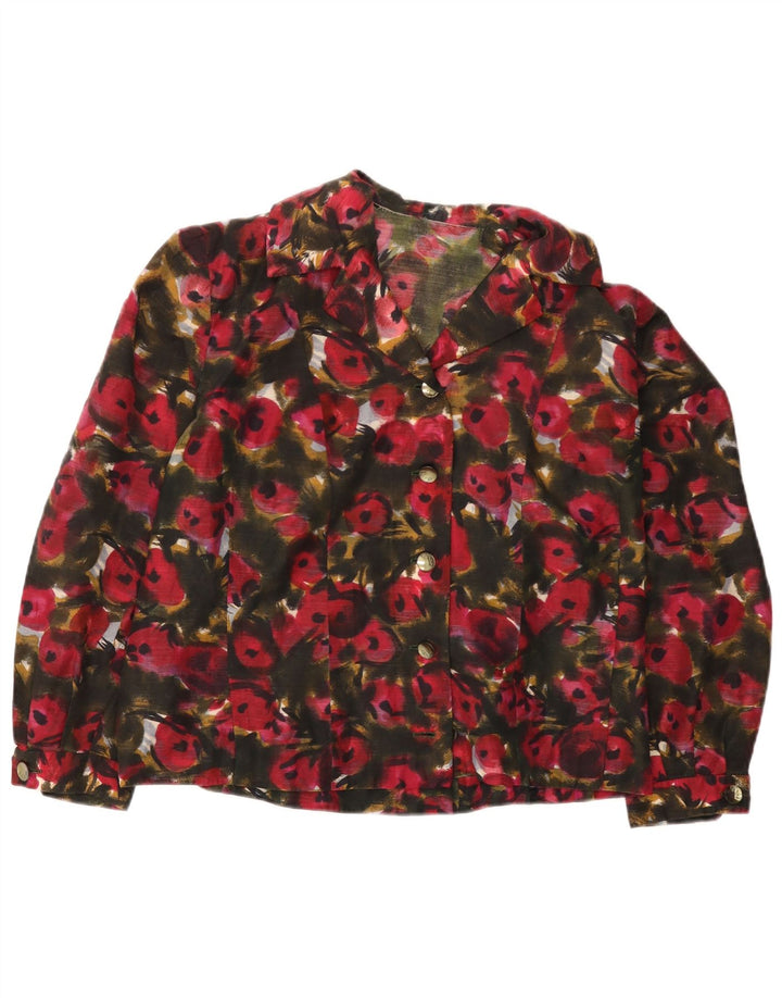 Blusa feminina vintage UK 16 grande floral multicolorida