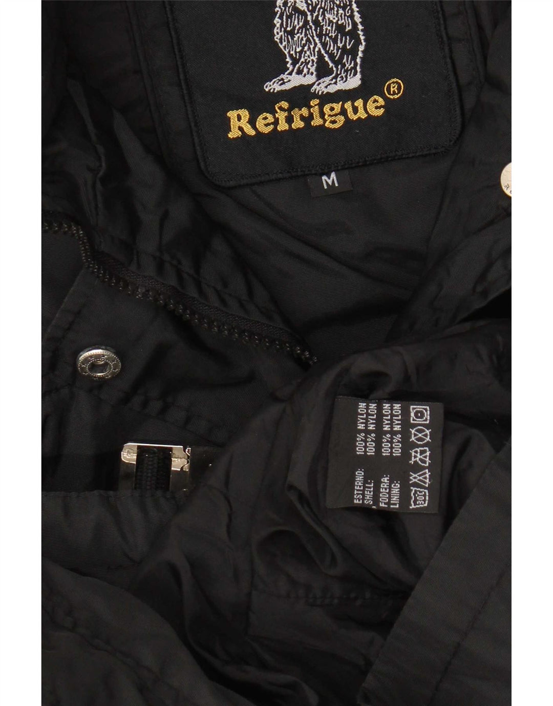 Jaqueta utilitária feminina com capuz Refrigue UK 12 nylon preto médio