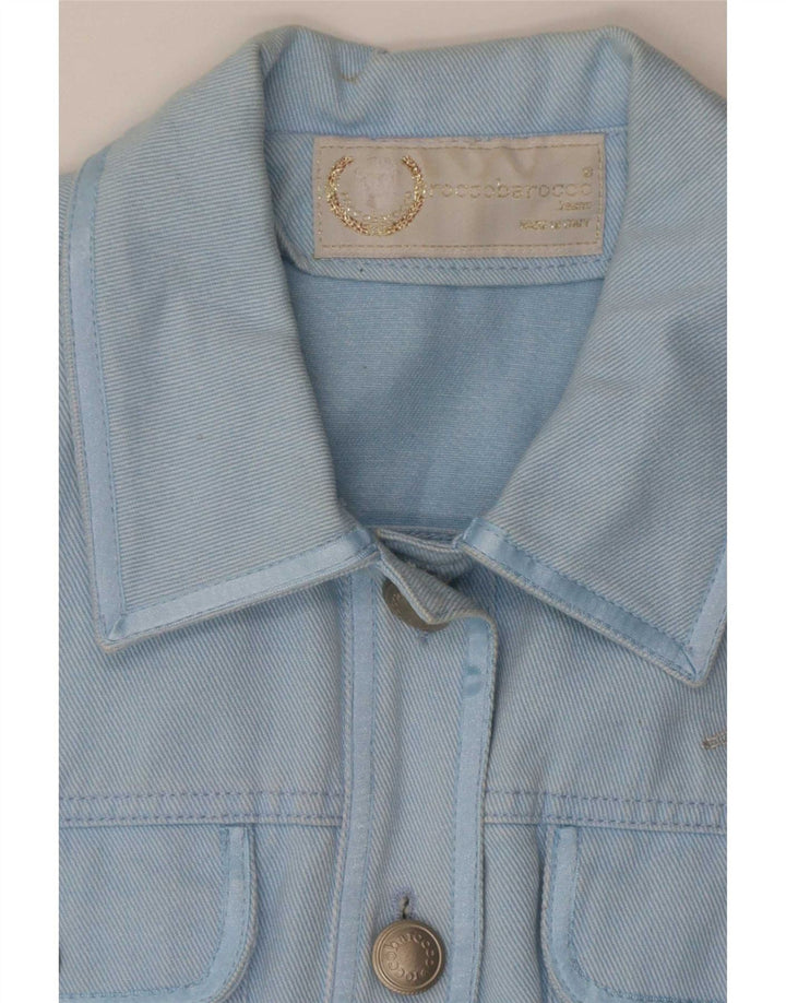 Jaqueta jeans feminina Roccobarocco Crop Graphic IT 44 Azul Médio