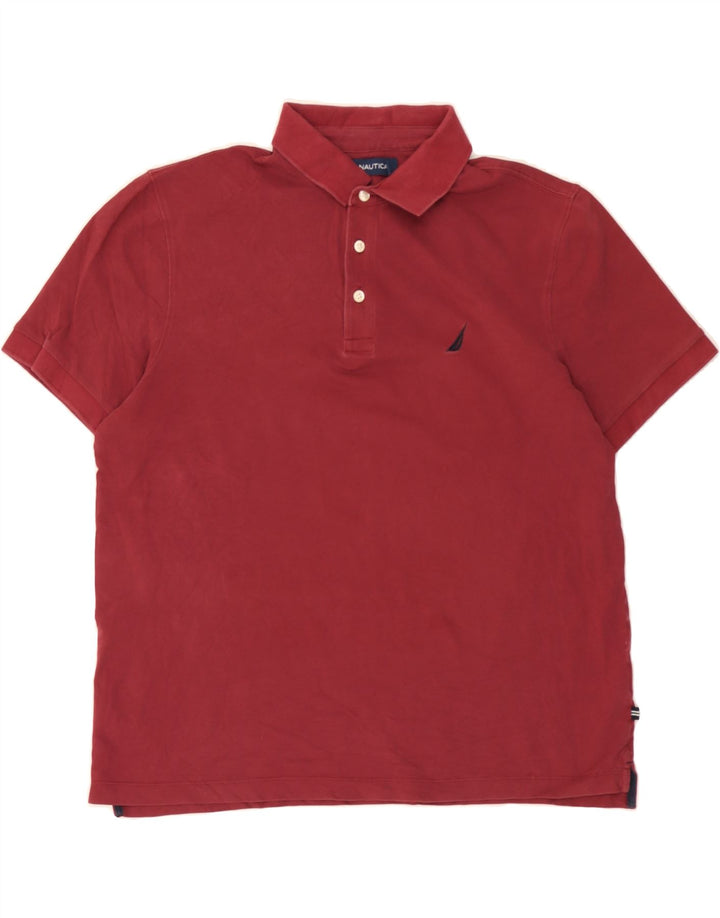 NAUTICA Mens Polo Shirt Large Burgundy Cotton Vintage Nautica and Second-Hand Nautica from Messina Hembry 