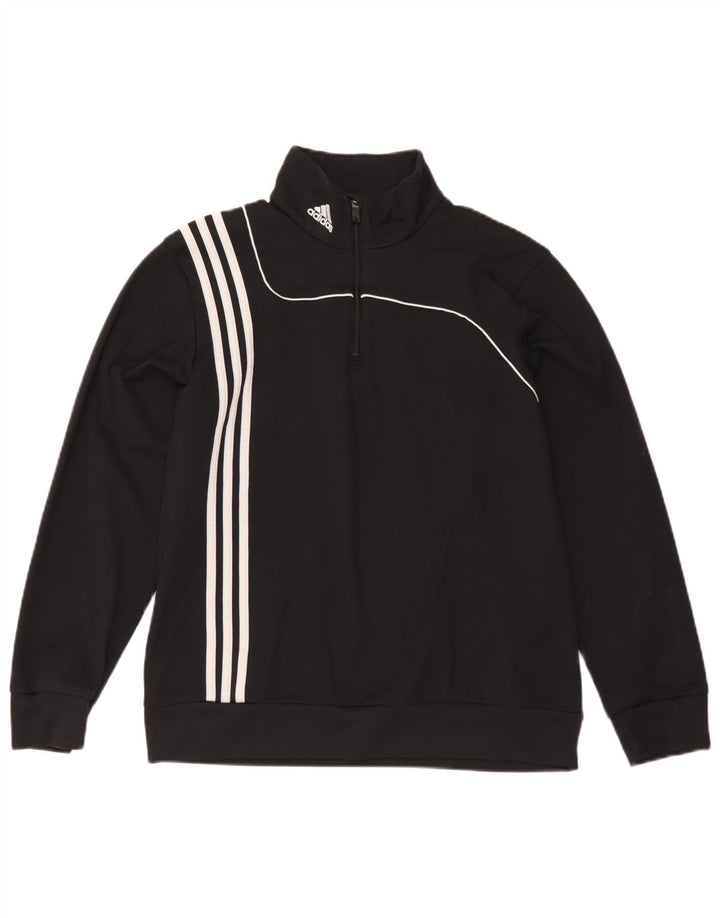 Adidas Mens Zip Neck Moletom Jumper Reino Unido 42/44 Grande Poliéster Preto