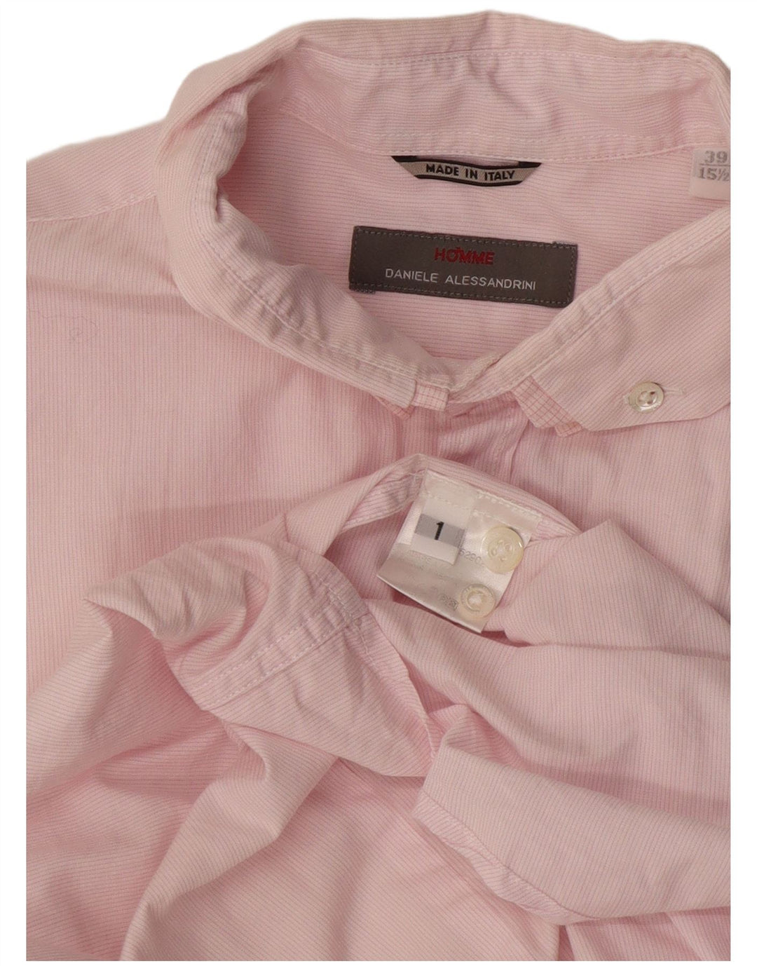 Camisa masculina Daniele Alessandrini tamanho 39 15 1/2 risca de giz rosa médio