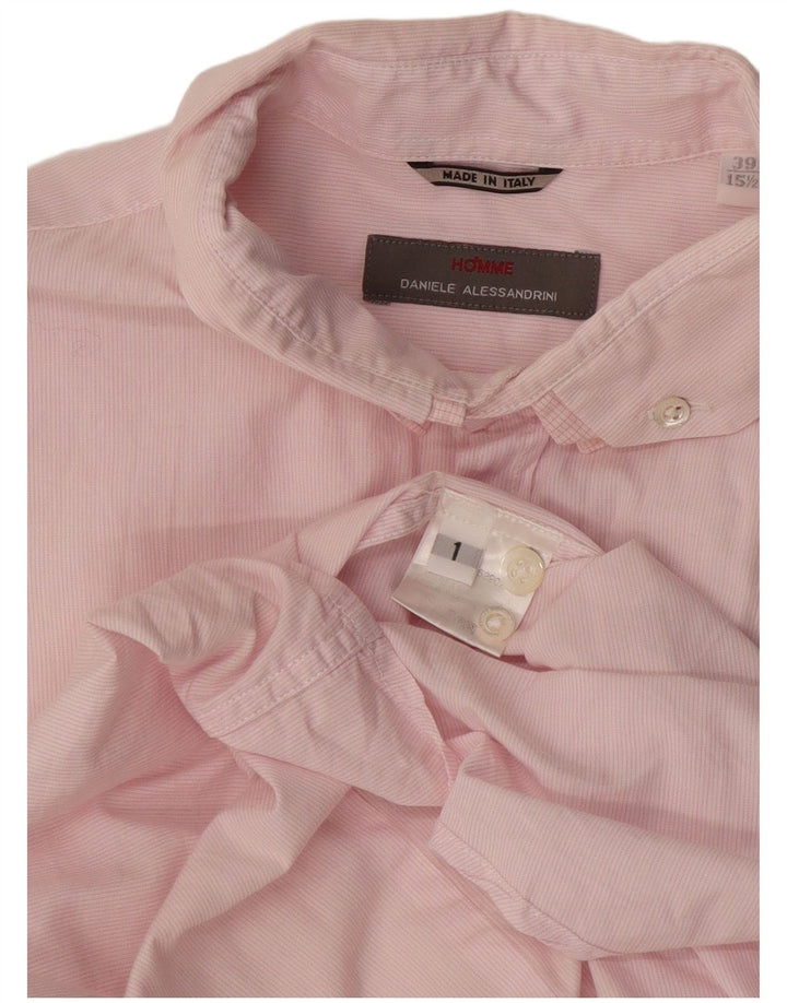 Camisa masculina Daniele Alessandrini tamanho 39 15 1/2 risca de giz rosa médio