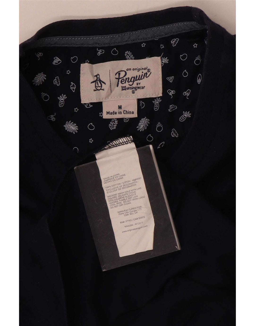 Camiseta masculina Penguin Top médio algodão azul marinho